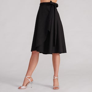 Black Tango Wrap Skirt, High Waisted Milonga Dance Skirt, Adjustable Practice Wear, XS-M – COCO image 4