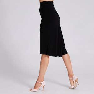 JAZMIN Argentine Tango Skirt in Black, Godet Skirt, Dance Skirt, Tango Skirt with Flow image 3