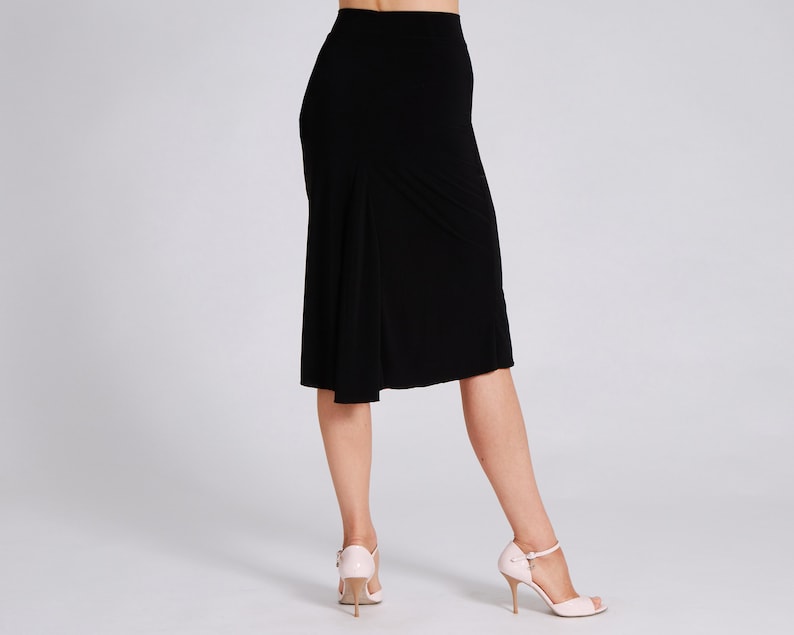 JAZMIN Argentine Tango Skirt in Black, Godet Skirt, Dance Skirt, Tango Skirt with Flow image 4