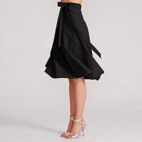 Black Tango Wrap Skirt, High Waisted Milonga Dance Skirt, Adjustable Practice Wear, XS-M – COCO
