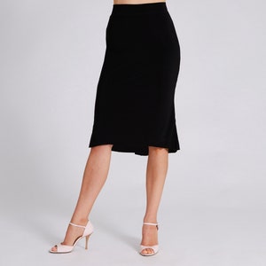 JAZMIN Argentine Tango Skirt in Black, Godet Skirt, Dance Skirt, Tango Skirt with Flow image 1