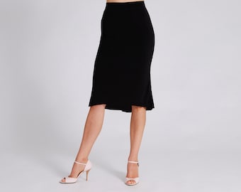 JAZMIN Argentine Tango Skirt in Black, Godet Skirt, Dance Skirt, Tango Skirt with Flow