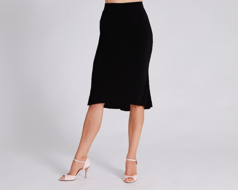 JAZMIN Argentine Tango Skirt in Black, Godet Skirt, Dance Skirt, Tango Skirt with Flow image 1