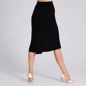 JAZMIN Argentine Tango Skirt in Black, Godet Skirt, Dance Skirt, Tango Skirt with Flow image 2