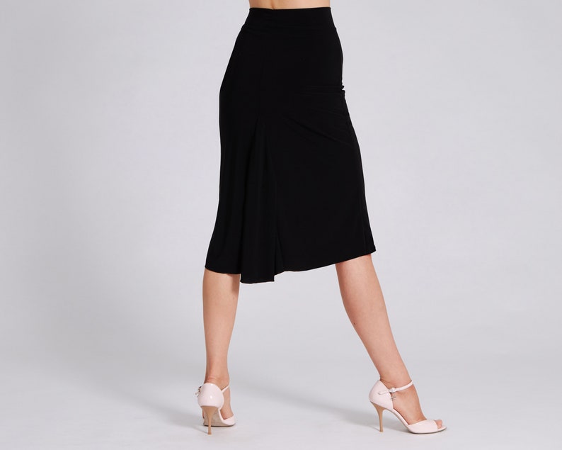 JAZMIN Argentine Tango Skirt in Black, Godet Skirt, Dance Skirt, Tango Skirt with Flow image 2