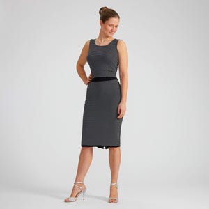 Reversible Polka Dot Black and White Tango Skirt – Fitted Dance Skirt with Back Slit – Design CLARA