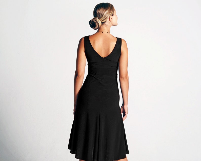 CARLA Black Tango Dress with A-line, Dance Dress, Ballroom Dress, Flow Dress, Tailed Dress, Little Black Dress image 4