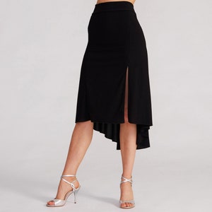 PAOLA Argentine Tango Skirt with Slit in Black, Dance Skirt, Ballroom Skirt, Fishtail Skirt, Tailed Skirt, Stretch Skirt image 2