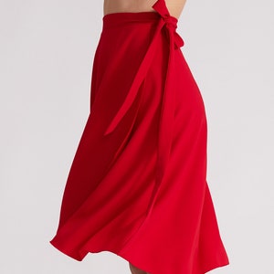 COCO Red Tango (Wrap) Skirt, Tango Dance Skirt, Red Ballroom Skirt, Skirt with Bow, Flow Skirt, Swing Skirt