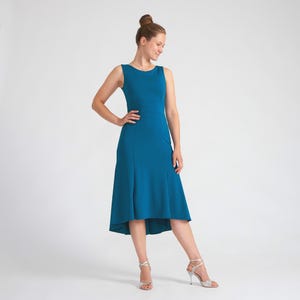 Vestido de dança azul royal com corte em A: vestido de baile com bainha alta e baixa CARLA