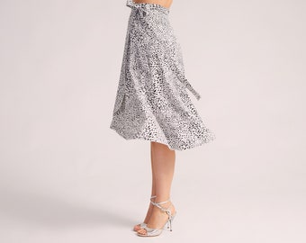COCO Polka Dot (Wrap) Skirt, Tango Skirt, Salsa Dance Skirt, Polka Dot Skirt with Bow