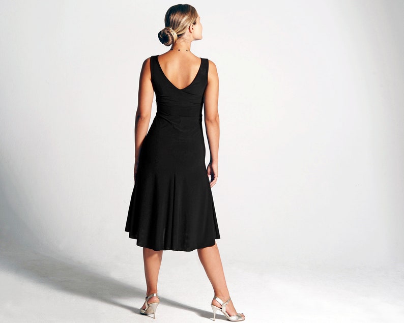 CARLA Black Tango Dress with A-line, Dance Dress, Ballroom Dress, Flow Dress, Tailed Dress, Little Black Dress image 2