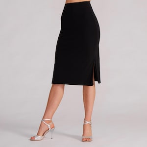 Tango Skirt with Side Slits in Black, Fitted Dance Skirt – Design MIA
