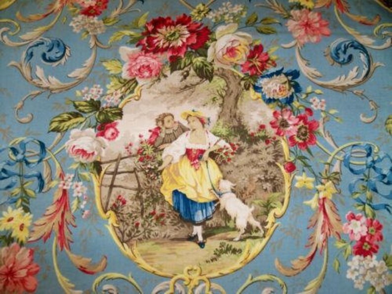 Fragonard EXTREMELY RARE FABRIC 7.5 Yds Richloom Cornflower Blue