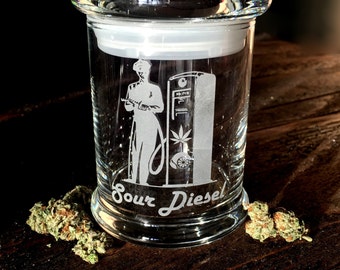 Zure Diesel marihuana Stash jar, onkruid jar, onkruid container, maryjane, onkruid, marihuana jar, marihuana container, aangepaste marihuana jar