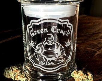 Green spleet Boeddha marihuana Stash jar, onkruid jar, onkruid container, maryjane, onkruid, marihuana jar, marihuana container, aangepaste marihuana pot,