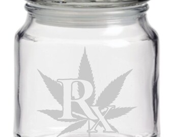 Cannabis leaf Rx engraved Stash marijuana jar,weed jar,weed container,maryjane,weed,marijuana jar,marijuana container,custom marijuana jar,