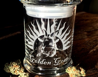 Golden Goat marijuana Stash jar,weed jar,weed container,maryjane,weed,marijuana jar,marijuana container,custom marijuana jar,