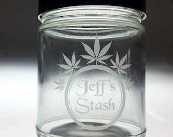 Personalized 5 Leaf Stash jar, maryjane,marijuana,weed,marijuana jar,marijuana container,weed jar,marijuana gift,custom marijuana jar,
