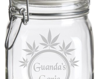 Personalized 5 Leaf Stash flip top weed jar--maryjane--marijuana--weed--marijuana jar--marijuana container--weed jar--marijuana gift