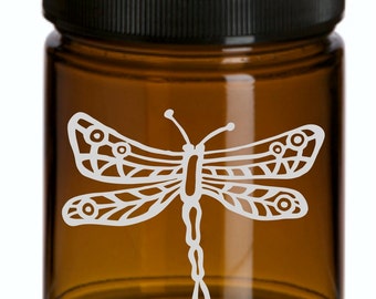 Dragonfly cirkel en lijnen gegraveerde jar, art supplies, ambachtelijke leveringen, lotion, badzout, candle jar, snoep pot, stash jar, spice jar, sieraden onderdelen