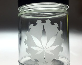 Blad uitgesneden Stash jar, maryjane, marihuana, onkruid, marihuana jar, marihuana-container, wiet pot, marihuana cadeau, aangepaste marihuana pot,