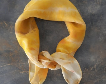 Silk Chiffon Hand-dyed square Scarf, 100% silk colorful Luxurious silk hair scarf, silk neck scarf, pure silk bandana