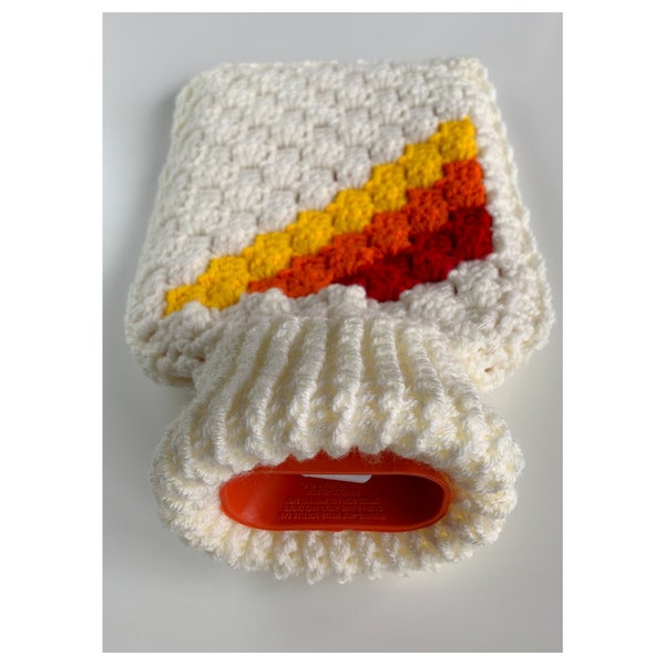 Made to Order: Hot Water Bottle Cover, White and Warm Stripes Hot Water Bottle Cover, Hot Water Bottle with Cover, Hot Water Bottle Gift