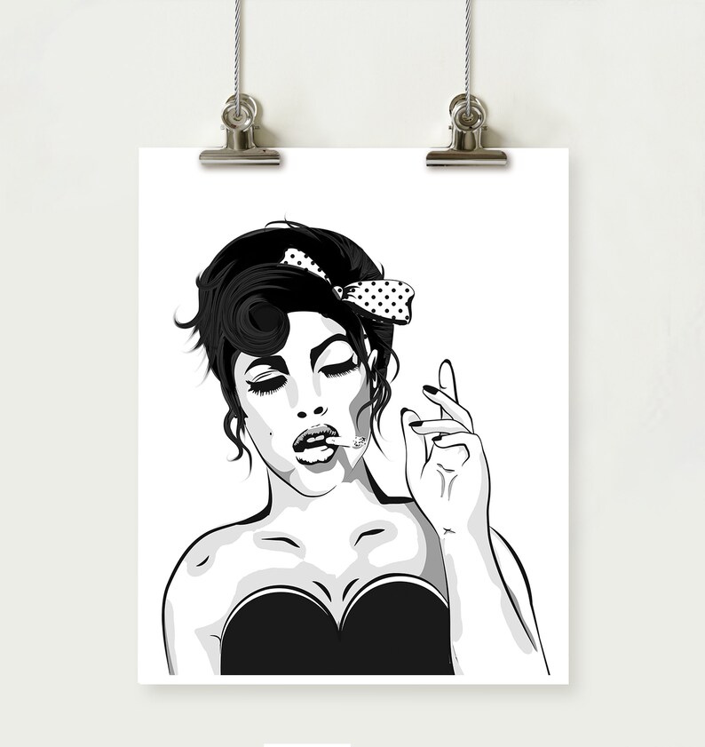 Download Smoking pin up girl. 1940s retro woman with cigarette. Vector | Etsy