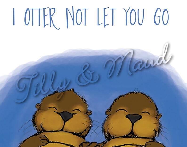 Cute Otters Holding Hands Painted Cartoon Art. i Otter | Etsy