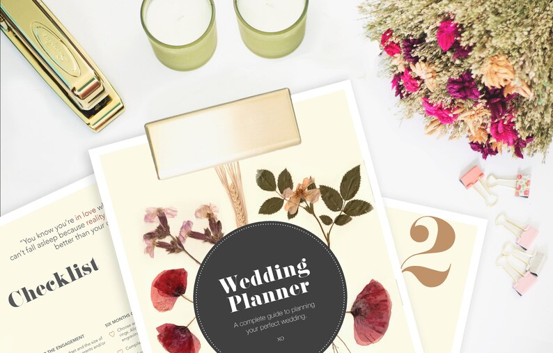 Wedding Planner 17 Pages With Pressed Flowers Design And Love Etsy