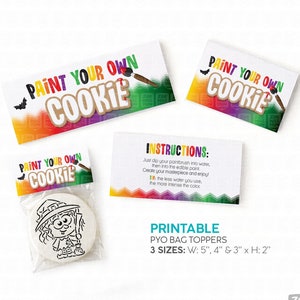 Paint Your Own Cookie Halloween printable bag toppers Set of 3