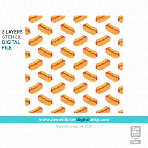 Hot dogs Stencil FILE, digital download - 3 layers