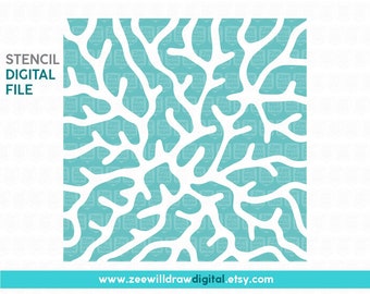 Coral reef stencil file, DIGITAL DOWNLOAD