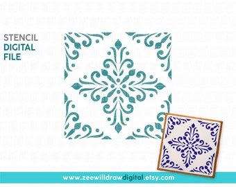 Portuguese tile Stencil FILE, DIGITAL DOWNLOAD