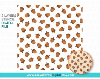 Acorn Stencil FILE, DIGITAL DOWNLOAD - 2 layers