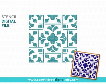 Talavera tile Stencil FILE, DIGITAL DOWNLOAD