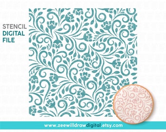 Floral pattern Stencil FILE, DIGITAL DOWNLOAD