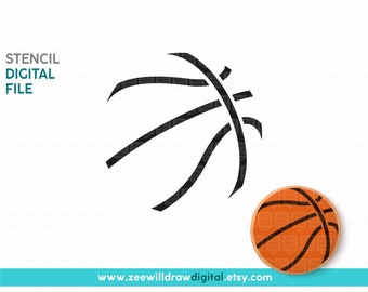 Basketball stencil file - INSTANT DOWNLOAD