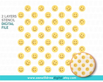 Smiley faces Stencil FILE, DIGITAL DOWNLOAD - 2 layers