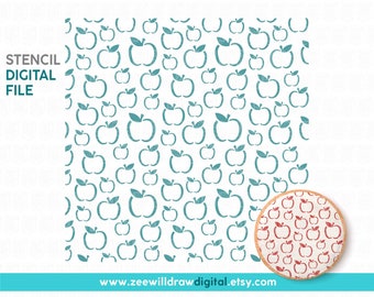 Apples Stencil FILE, DIGITAL DOWNLOAD - 2 layers