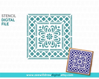 Mediterranean tile Stencil FILE, DIGITAL DOWNLOAD