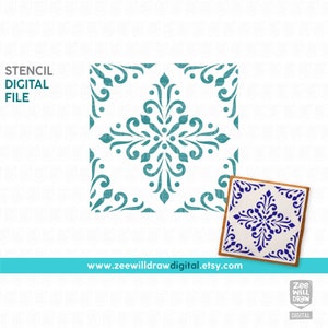 Portugese tegel Stencil BESTAND, DIGITALE DOWNLOAD