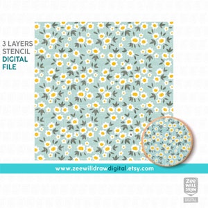 Floral Stencil FILE, DIGITAL DOWNLOAD - 3 layers