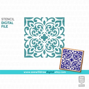 Mediterrane tegel Stencil BESTAND, DIGITALE DOWNLOAD