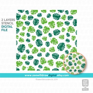 Tropical leaf Stencil FILE, DIGITAL DOWNLOAD - 2 layers