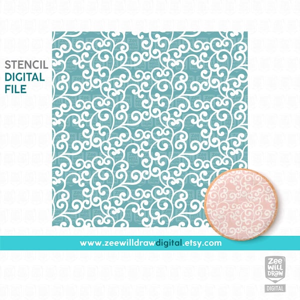 Curled lace Stencil FILE, DIGITAL DOWNLOAD