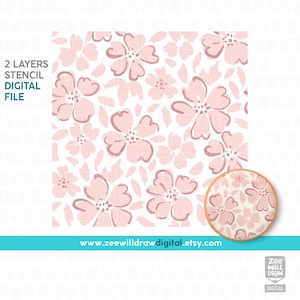 Floral Stencil FILE, DIGITAL DOWNLOAD - 2 layers