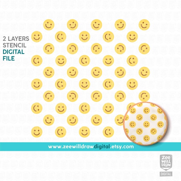 Smiley faces Stencil FILE, DIGITAL DOWNLOAD - 2 layers