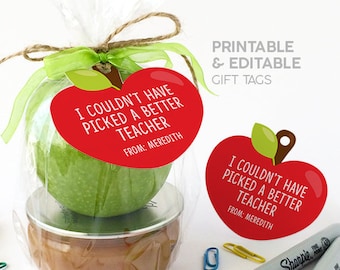 Apple gift tag for teacher / Teacher appreciation printable